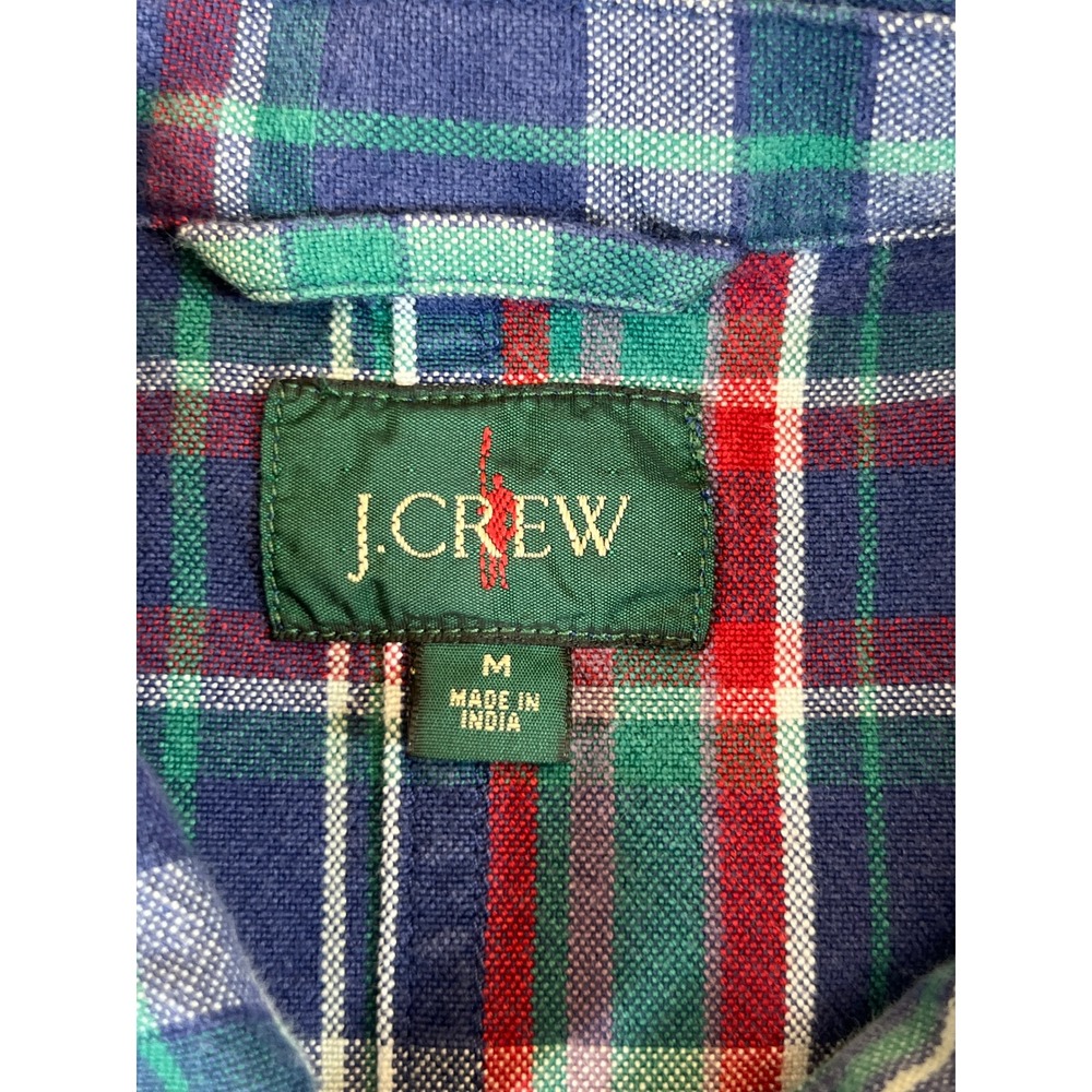 Vintage 90s J Crew Oarsman Button Up Shirt Mens Medium Plaid Cotton Blue Green